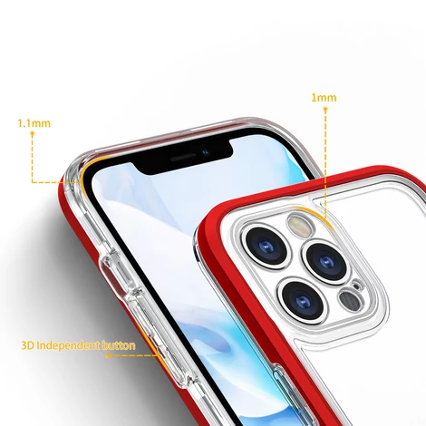 Tiszta 3in1 tok iPhone 12 Pro Max Frame Cover Cover Gél piros