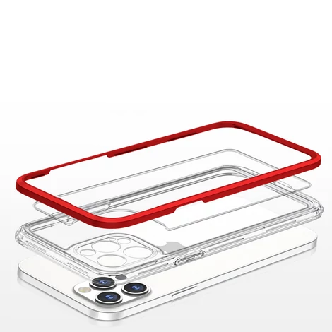 Tiszta 3in1 tok iPhone 12 Pro Max Frame Cover Cover Gél piros