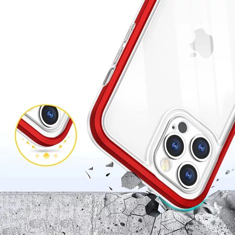 Tiszta 3in1 tok iPhone 12 Pro Max Frame Cover Cover Gél piros