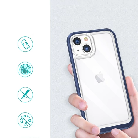Tiszta 3in1 tok iPhone 13 kék keret zselés borításhoz