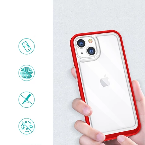 Tiszta 3in1 tok iPhone 13 Frame Cover zselés borítás piros