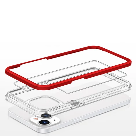 Tiszta 3in1 tok iPhone 13 Frame Cover zselés borítás piros