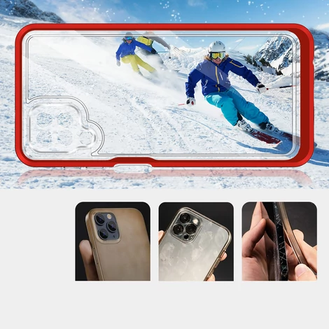 Tiszta 3in1 tok Samsung Galaxy A22 4G keret gél Tok piros