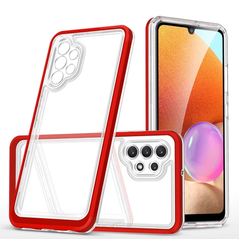 Clear 3in1 Case for Samsung Galaxy A32 4G Frame Gel Cover Red