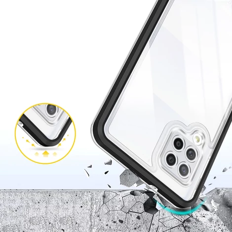 Tiszta 3in1 tok Samsung Galaxy A42 5G keret gél borítás fekete