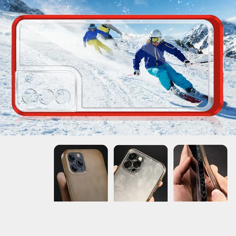 Tiszta 3in1 tok Samsung Galaxy S21 5G keret gél Tok piros