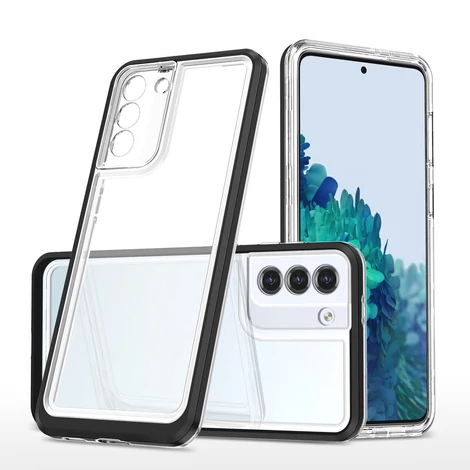 Clear 3in1 Case for Samsung Galaxy S21 FE Frame Cover Gel Black