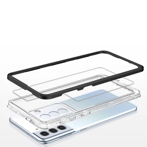 Tiszta 3in1 tok Samsung Galaxy S21 FE keret Tok gél fekete