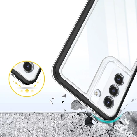 Tiszta 3in1 tok Samsung Galaxy S21 FE keret Tok gél fekete