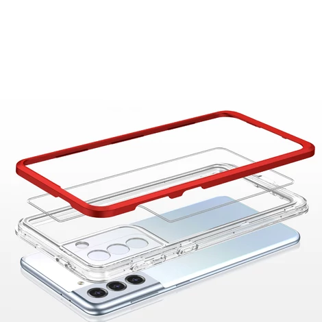 Tiszta 3in1 tok Samsung Galaxy S21 FE keret Fedél gél piros