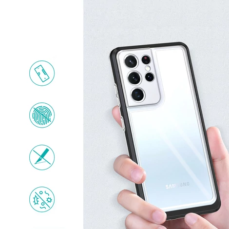 Tiszta 3in1 tok Samsung Galaxy S22 Ultra Frame Gel Cover fekete