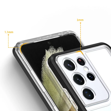 Tiszta 3in1 tok Samsung Galaxy S22 Ultra Frame Gel Cover fekete