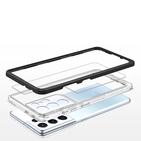 Tiszta 3in1 tok Samsung Galaxy S22 Ultra Frame Gel Cover fekete