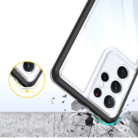 Tiszta 3in1 tok Samsung Galaxy S22 Ultra Frame Gel Cover fekete