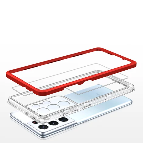 Tiszta 3in1 tok Samsung Galaxy S22 Ultra Frame gél borítás piros