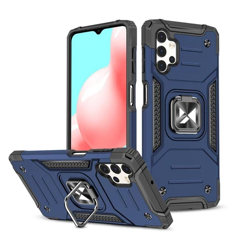 Wozinsky Ring Armor tough hybrid case cover + magnetic holder for Samsung Galaxy A23 blue