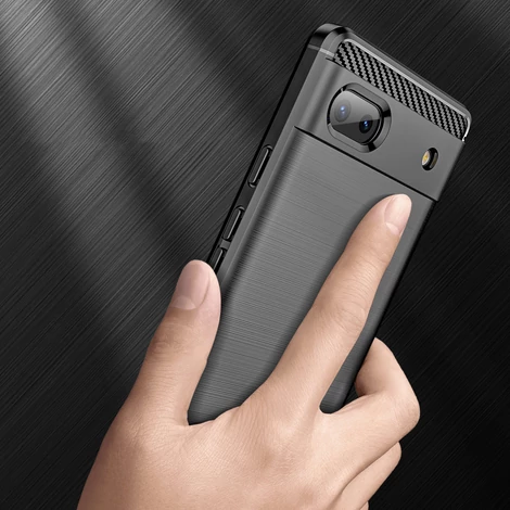 Carbon Case Rugalmas Tok a Google Pixel 6a számára fekete