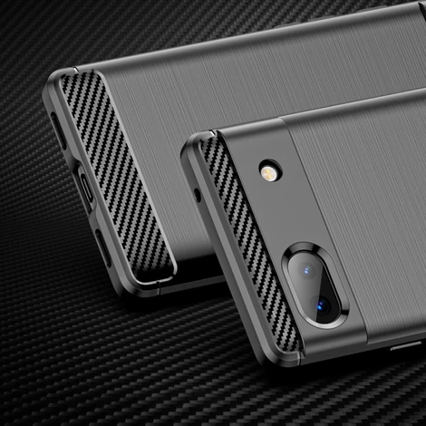 Carbon Case Rugalmas Tok a Google Pixel 6a számára fekete