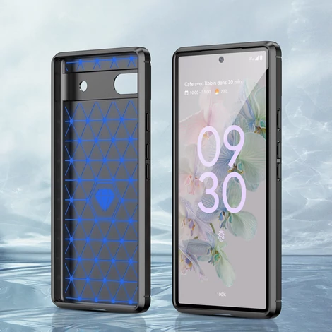 Carbon Case Rugalmas Tok a Google Pixel 6a számára fekete