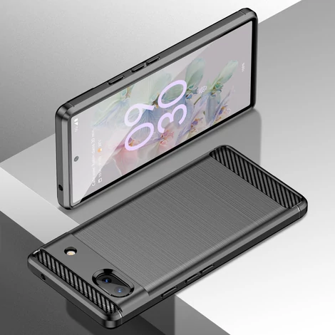 Carbon Case Rugalmas Tok a Google Pixel 6a számára fekete