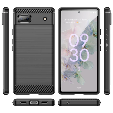 Carbon Case Rugalmas Tok a Google Pixel 6a számára fekete