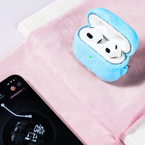 Kingxbar Plüss Pods tok AirPods 3 tok Plüss fülhallgató Tok rózsaszínű fülhallgató Tok