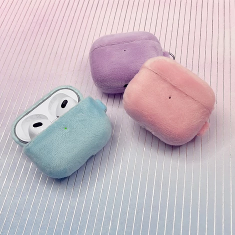 Kingxbar plüss fülhallgató tok AirPods 3 tok plüss fülhallgató tok kék