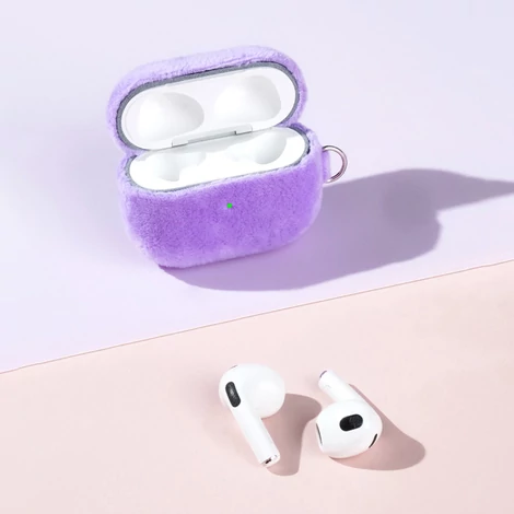 Kingxbar plüss fülhallgató tok AirPods 3 tok plüss fülhallgató tok kék