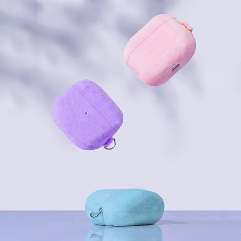 Kingxbar plüss fülhallgató tok AirPods 3 tok plüss fülhallgató tok kék