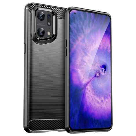 Carbon Case Flexible cover for Oppo Find X5 Pro black