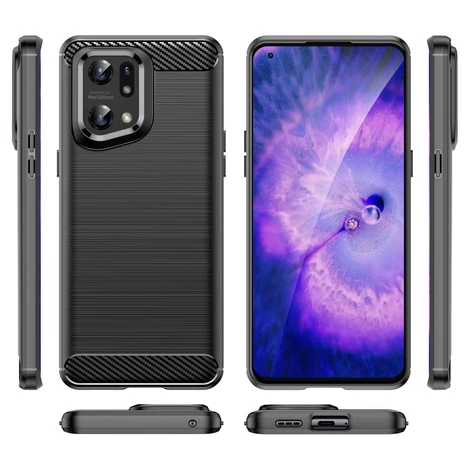 Carbon tok Rugalmas Tok Oppo Find X5 Pro fekete