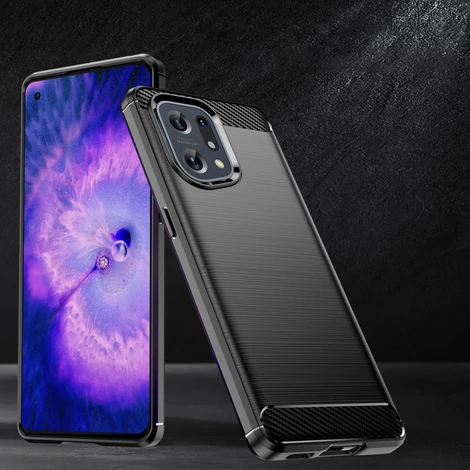 Carbon Case rugalmas Tok tok Oppo Find X5 fekete
