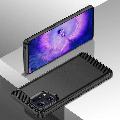 Carbon Case rugalmas Tok tok Oppo Find X5 fekete