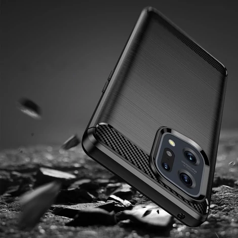 Carbon Case rugalmas Tok tok Oppo Find X5 fekete