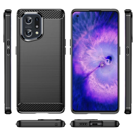 Carbon Case rugalmas Tok tok Oppo Find X5 fekete
