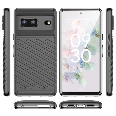 Thunder Case rugalmas páncélozott borítás a Google Pixel 7 számára fekete