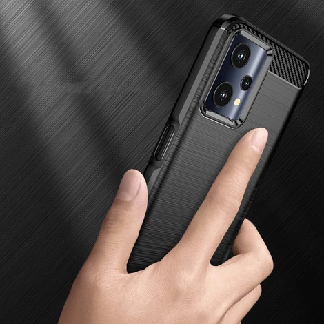 Carbon Case Rugalmas Tok Realme 9 Pro fekete