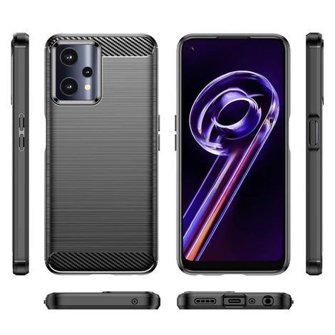 Carbon Case Rugalmas Tok Realme 9 Pro fekete