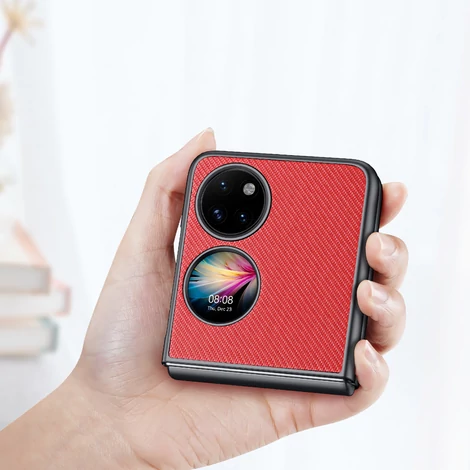 Dux Ducis Fino tok készült nejlon anyagból Huawei P50 Pocket piros