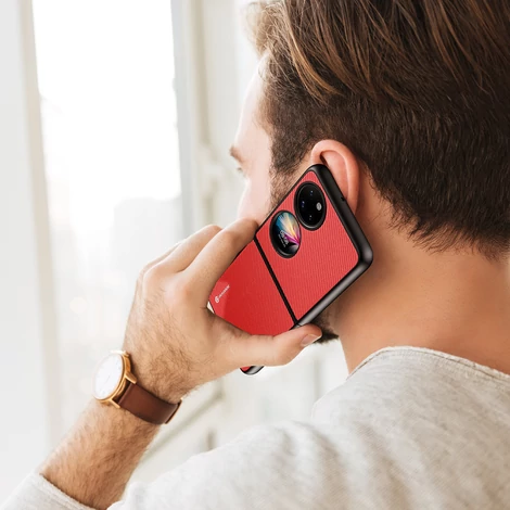 Dux Ducis Fino tok készült nejlon anyagból Huawei P50 Pocket piros