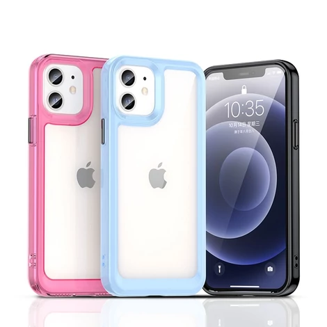 Outer Space tok iPhone 12 készülékhez kemény borítás zselés kerettel kék
