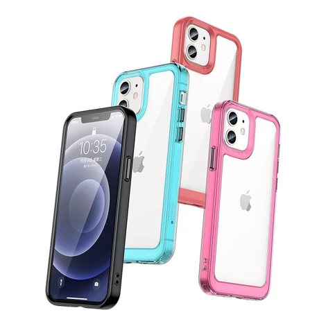 Outer Space tok iPhone 12 készülékhez kemény borítás zselés kerettel kék