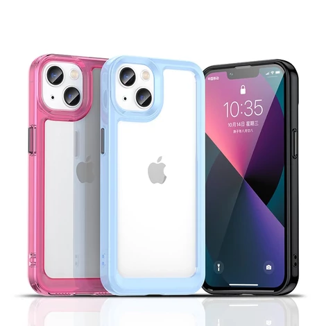 Outer Space tok iPhone 13-hoz kemény borítás zselés kerettel átlátszó