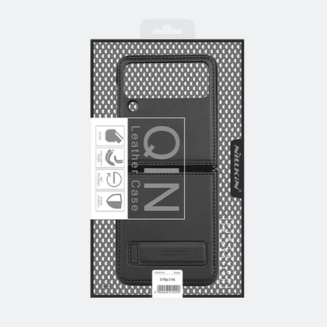 Nillkin Qin bőr tok a Samsung Galaxy Z Flip 3 fekete Samsung Galaxy Z Fliphez