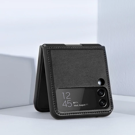 Nillkin Qin bőr tok a Samsung Galaxy Z Flip 3 fekete Samsung Galaxy Z Fliphez