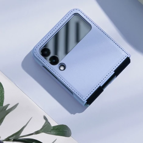 Nillkin Qin bőr tok a Samsung Galaxy Z Flip 3 fekete Samsung Galaxy Z Fliphez