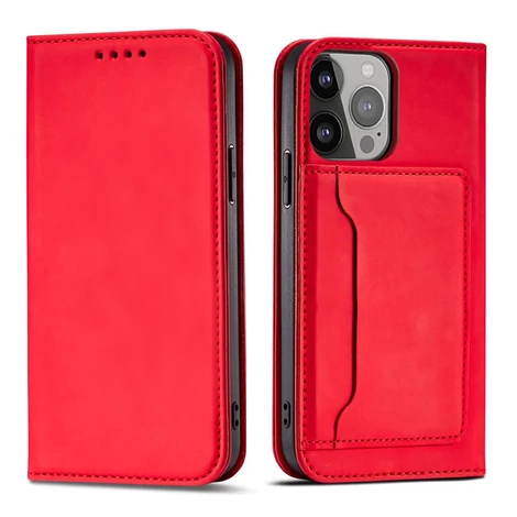 Magnet Card Case for iPhone 13 cover card wallet card stand red