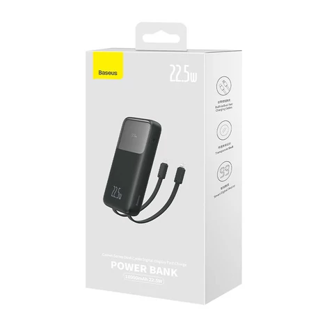 Baseus Comet Powerbank USB-ről USB-C kábelre, 10000mAh, 22.5W (fekete)