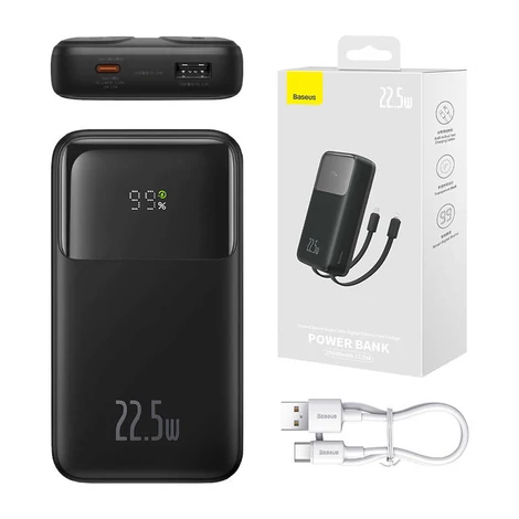 Baseus Powerbank Comet 20000mAh, USB do USB-C, 22.5W (fekete)