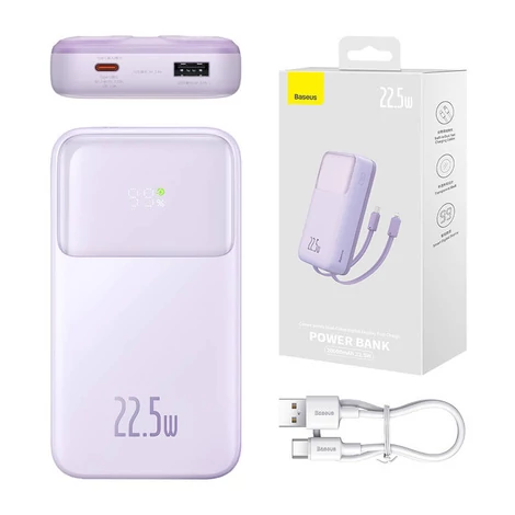 Baseus Powerbank Comet 20000mAh, USB do USB-C, 22.5W (lila)